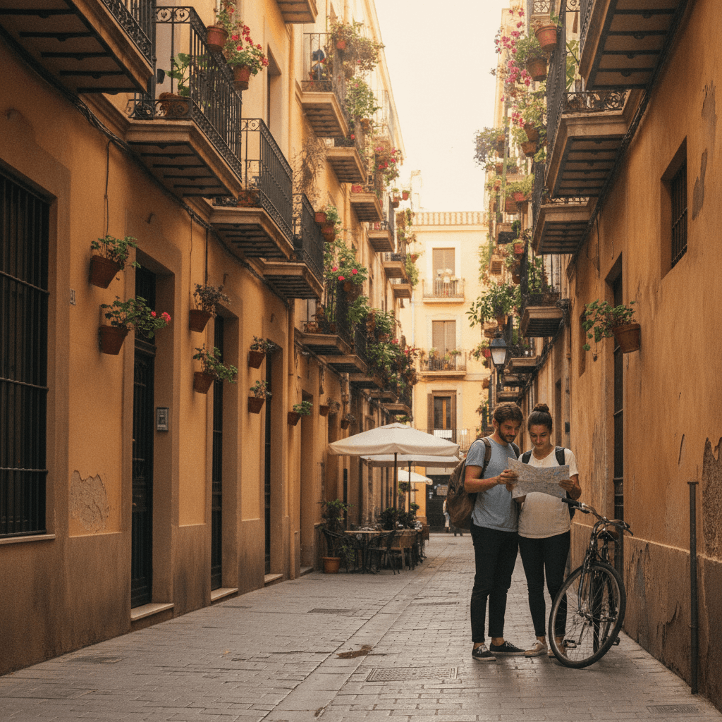 Quartieri migliori per alloggi studenti Erasmus a Valencia: via residenziale con palazzi colorati nel quartiere Ruzafa