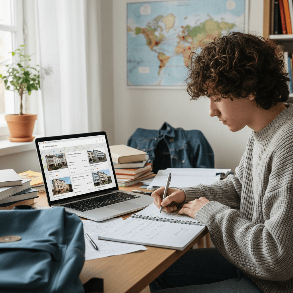 Studente prenota una stanza a Firenze in sicurezza online dall'estero tramite piattaforma digitale